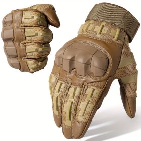 Tactical Gloves for Men - Touch Screen, Non-Slip, Full Finger Protection for Shooting, Airsoft, Military, Paintball, Motorcycle, Cycling, Hunting (Color: Brown, size: L)